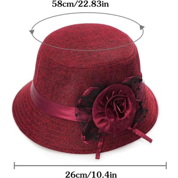 Vintage Felt Cloche Hat Winter Floral Fedora Bucket Hat Bowler Hats - Picture 6 of 6